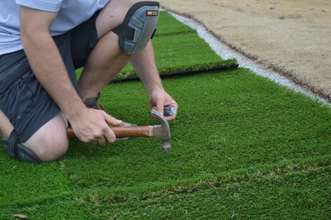 Metro New York artificial grass installation - infill